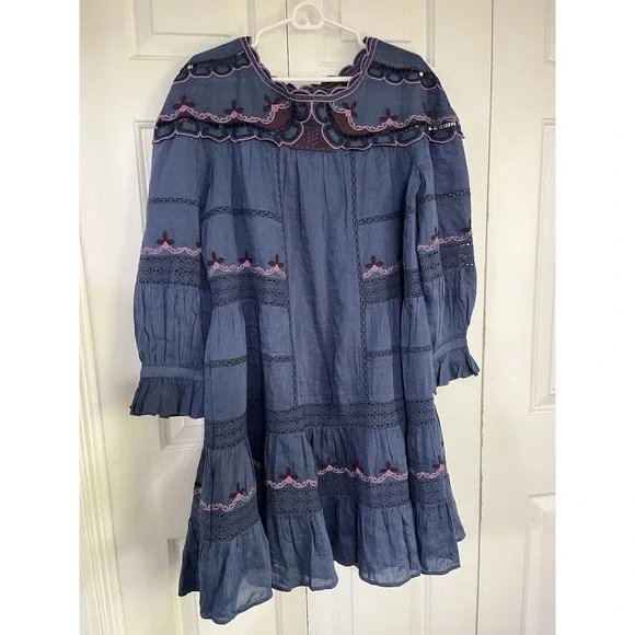 Johnny Was | Dresses | Johnny Was Jade Midi Dress Medium Blue Easy Fit  Tiered Embroidered Boho 2piece | Poshmark